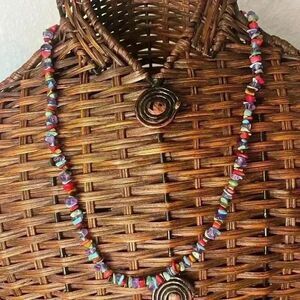 Turquoise tigers eye amethyst red jasper nugget necklace 925 western feminine